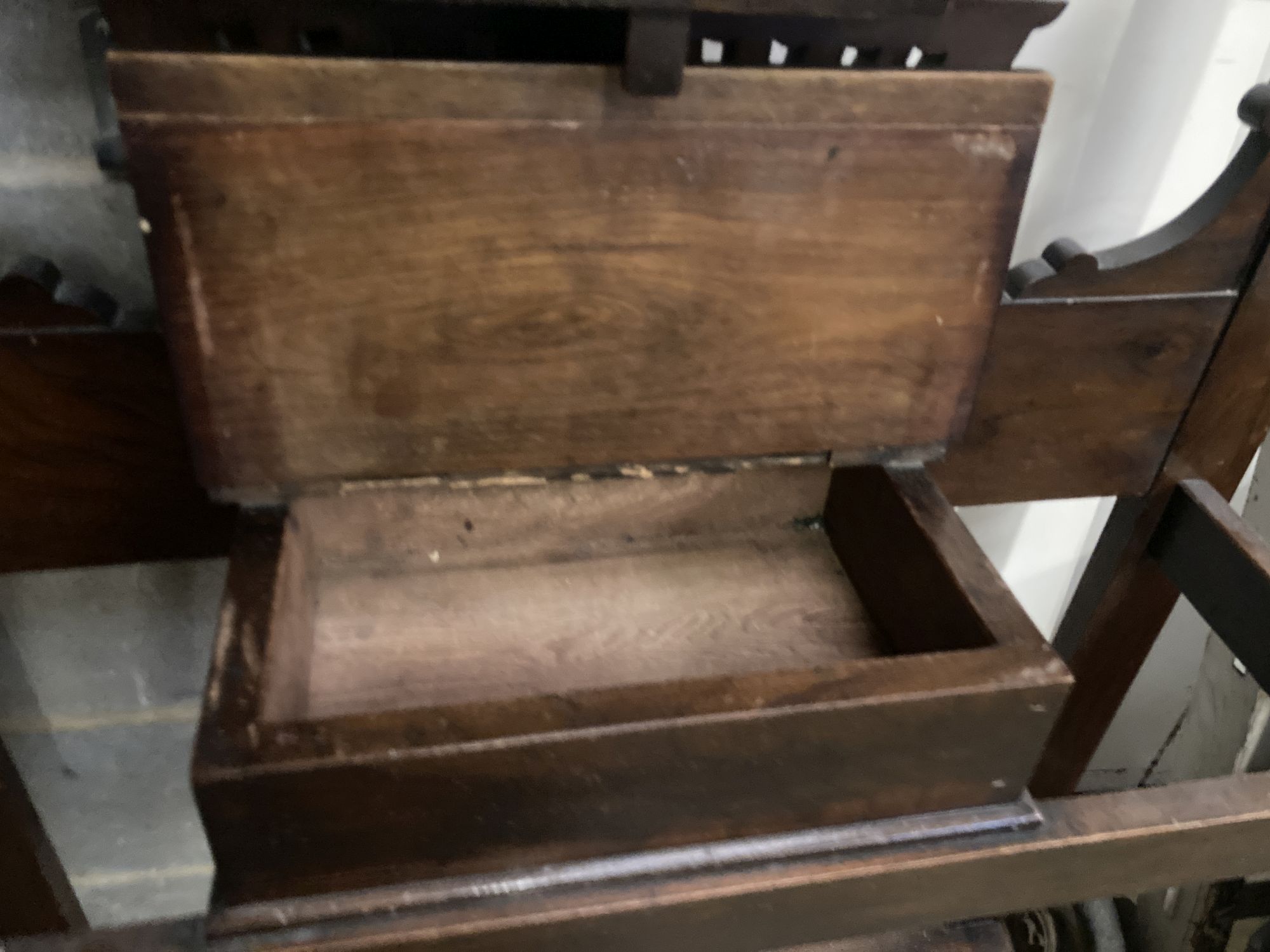 A late Victorian mahogany hallstand, width 93cm, depth 29cm, height 210cm